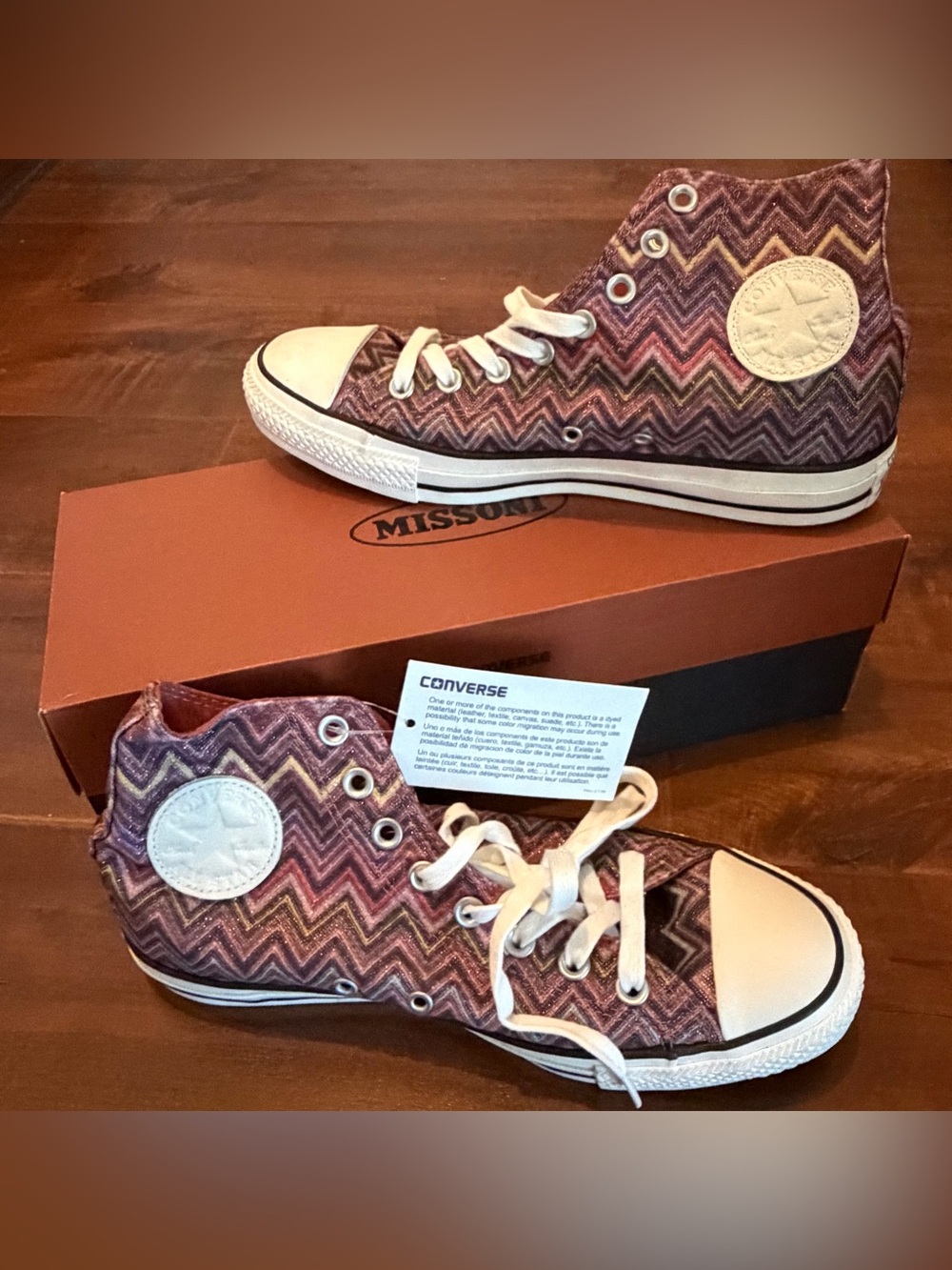 Missoni x Converse High Top Sneakers in Aubergine/Grey/Black Chevron Pattern